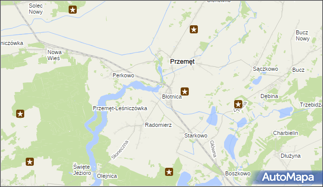 mapa Błotnica gmina Przemęt, Błotnica gmina Przemęt na mapie Targeo