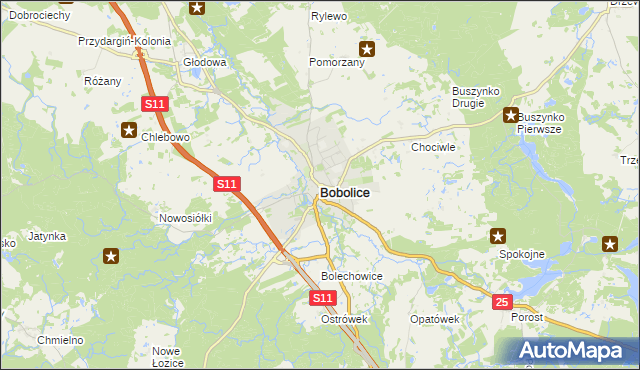 mapa Bobolice powiat koszaliński, Bobolice powiat koszaliński na mapie Targeo