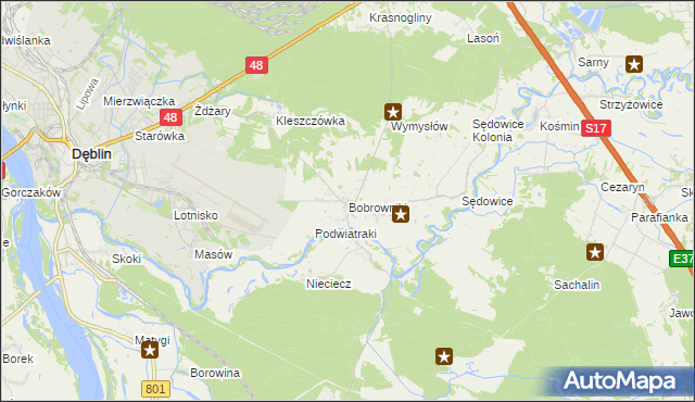 mapa Bobrowniki gmina Ryki, Bobrowniki gmina Ryki na mapie Targeo