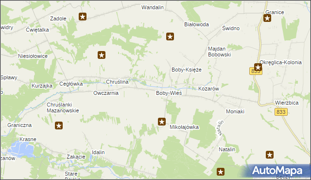 mapa Boby-Wieś, Boby-Wieś na mapie Targeo