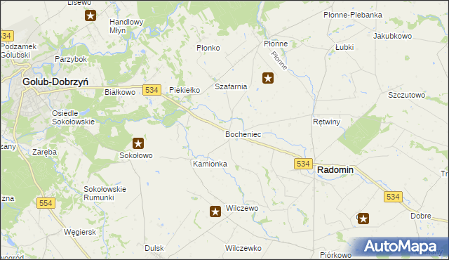 mapa Bocheniec gmina Radomin, Bocheniec gmina Radomin na mapie Targeo