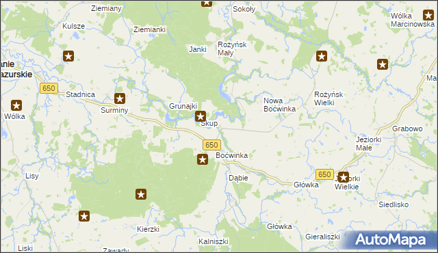 mapa Boćwiński Młyn, Boćwiński Młyn na mapie Targeo