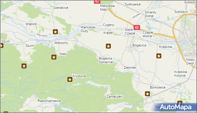 mapa Bogacka Szklarnia, Bogacka Szklarnia na mapie Targeo