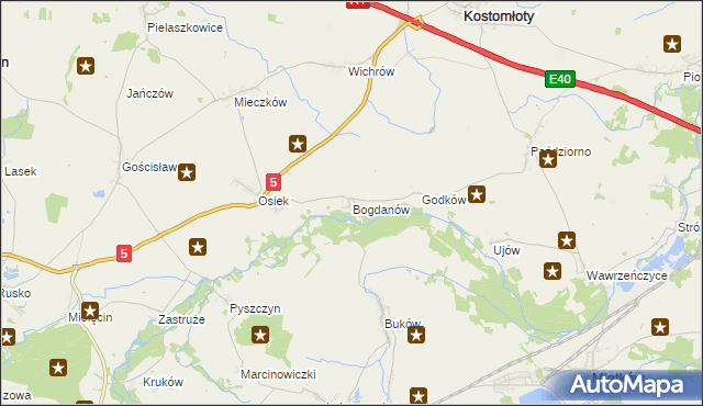 mapa Bogdanów gmina Kostomłoty, Bogdanów gmina Kostomłoty na mapie Targeo