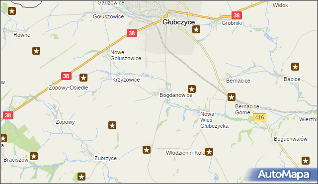 mapa Bogdanowice, Bogdanowice na mapie Targeo