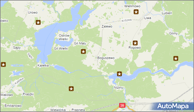 mapa Boguszewo gmina Miłomłyn, Boguszewo gmina Miłomłyn na mapie Targeo