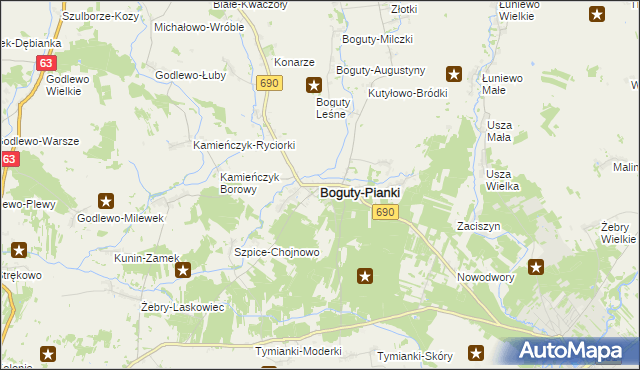 mapa Boguty-Pianki, Boguty-Pianki na mapie Targeo