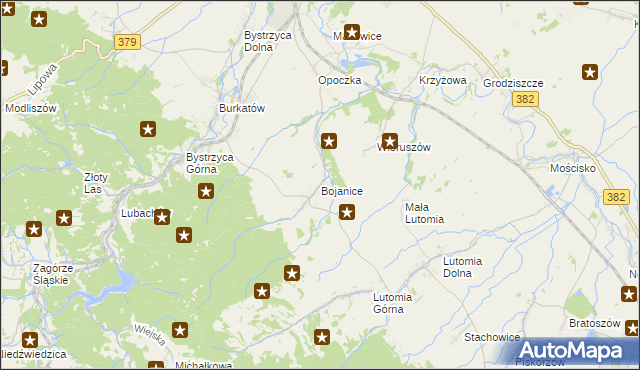 mapa Bojanice gmina Świdnica, Bojanice gmina Świdnica na mapie Targeo