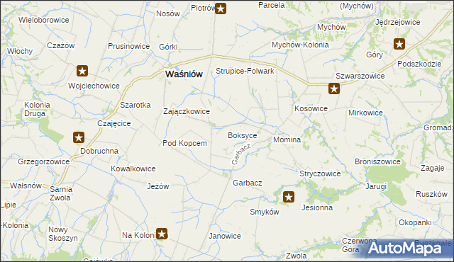 mapa Boksyce, Boksyce na mapie Targeo