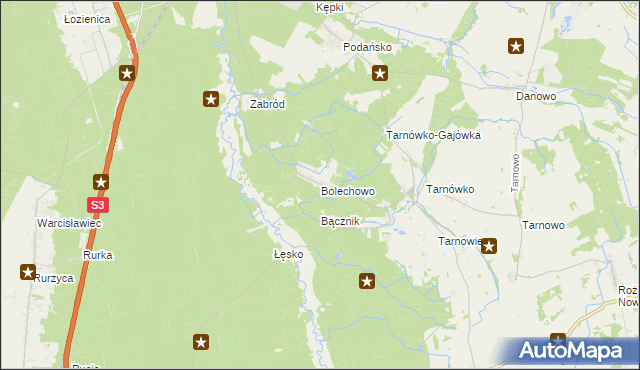 mapa Bolechowo gmina Goleniów, Bolechowo gmina Goleniów na mapie Targeo
