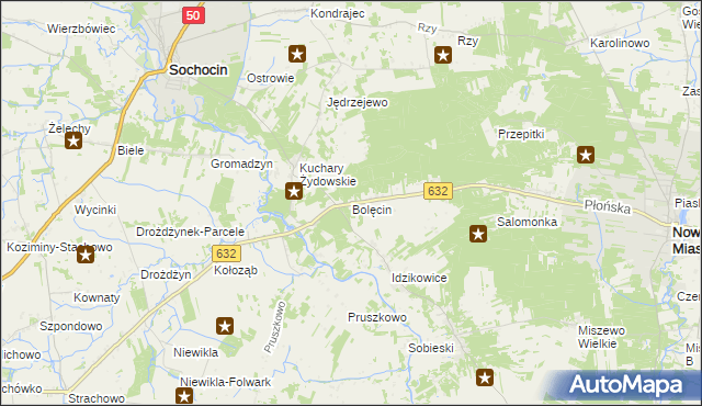 mapa Bolęcin gmina Sochocin, Bolęcin gmina Sochocin na mapie Targeo