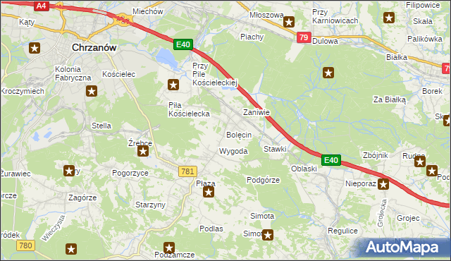 mapa Bolęcin gmina Trzebinia, Bolęcin gmina Trzebinia na mapie Targeo