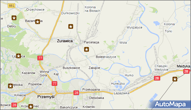 mapa Bolestraszyce, Bolestraszyce na mapie Targeo