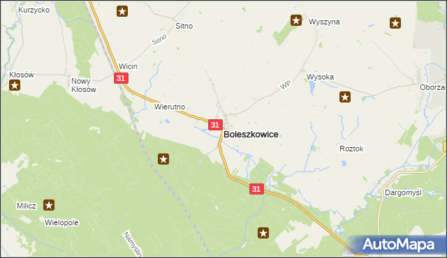 mapa Boleszkowice powiat myśliborski, Boleszkowice powiat myśliborski na mapie Targeo