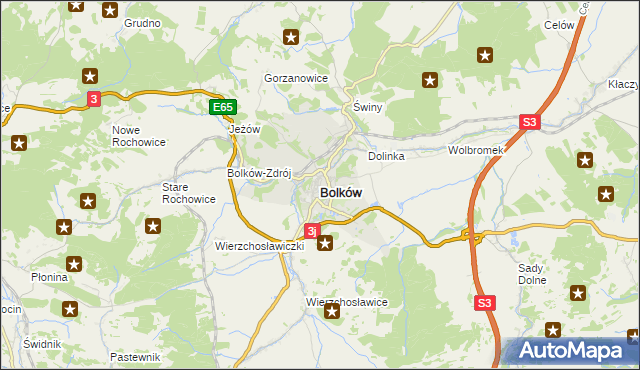 mapa Bolków powiat jaworski, Bolków powiat jaworski na mapie Targeo