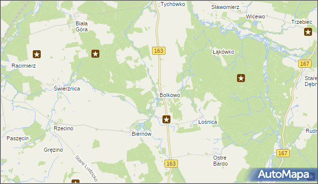 mapa Bolkowo gmina Połczyn-Zdrój, Bolkowo gmina Połczyn-Zdrój na mapie Targeo