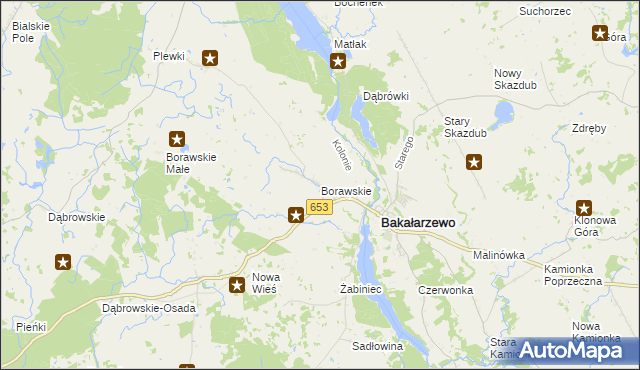 mapa Borawskie gmina Olecko, Borawskie gmina Olecko na mapie Targeo