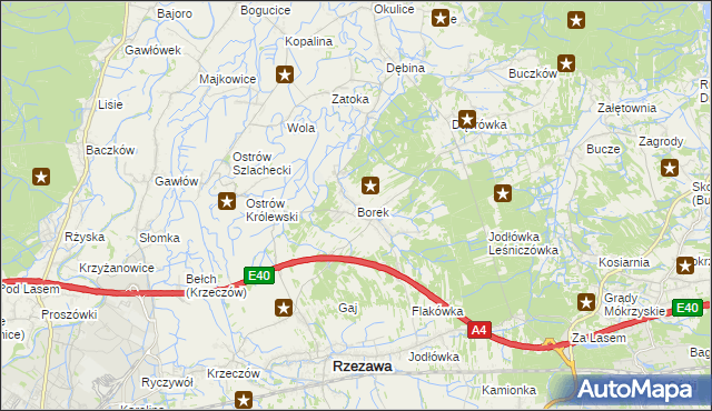 mapa Borek gmina Rzezawa, Borek gmina Rzezawa na mapie Targeo