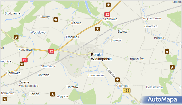 mapa Borek Wielkopolski, Borek Wielkopolski na mapie Targeo