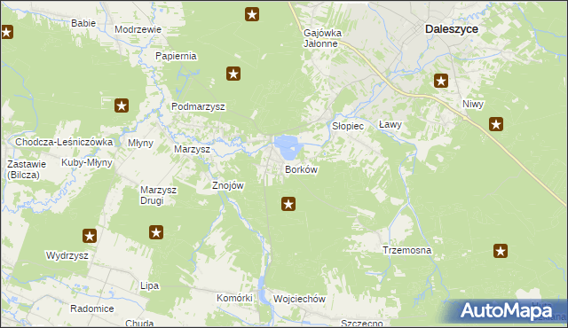 mapa Borków gmina Daleszyce, Borków gmina Daleszyce na mapie Targeo