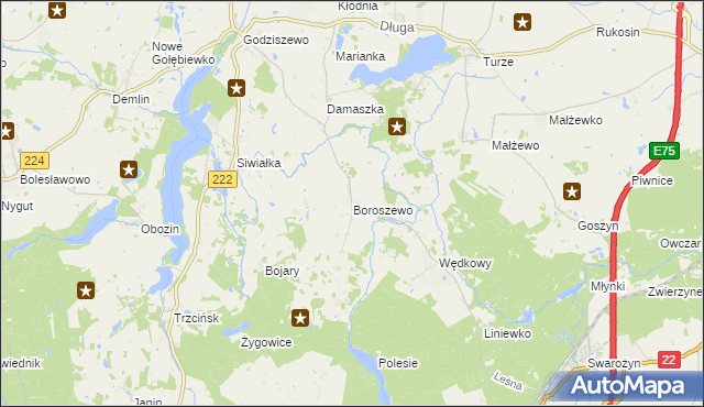 mapa Boroszewo, Boroszewo na mapie Targeo