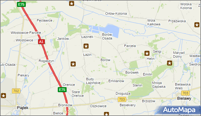 mapa Borów gmina Bielawy, Borów gmina Bielawy na mapie Targeo