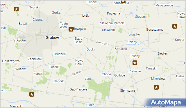 mapa Borów gmina Grabów, Borów gmina Grabów na mapie Targeo