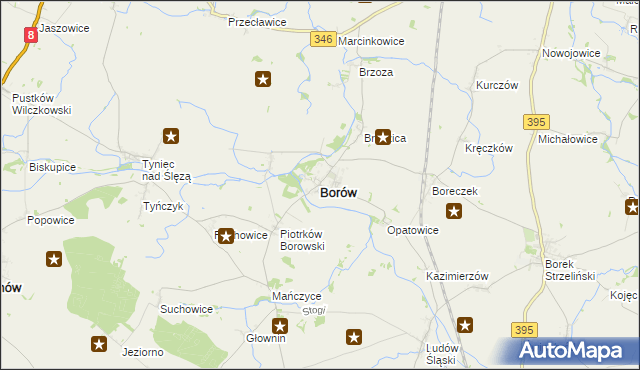 mapa Borów powiat strzeliński, Borów powiat strzeliński na mapie Targeo