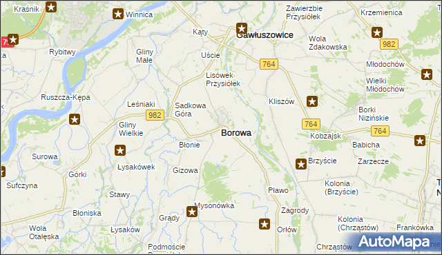 mapa Borowa powiat mielecki, Borowa powiat mielecki na mapie Targeo