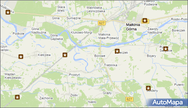 mapa Borowe gmina Małkinia Górna, Borowe gmina Małkinia Górna na mapie Targeo