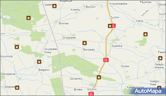 mapa Borowiec gmina Ostrów Wielkopolski, Borowiec gmina Ostrów Wielkopolski na mapie Targeo