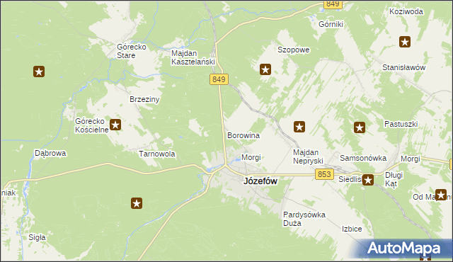 mapa Borowina gmina Józefów, Borowina gmina Józefów na mapie Targeo