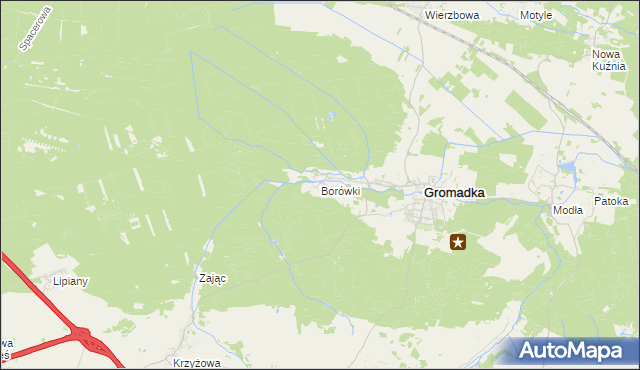 mapa Borówki gmina Gromadka, Borówki gmina Gromadka na mapie Targeo