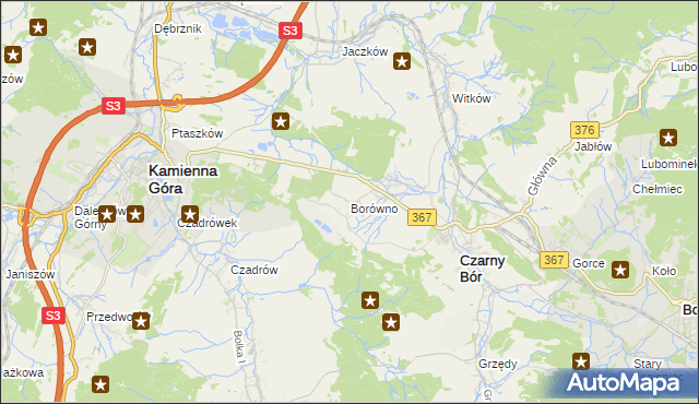 mapa Borówno gmina Czarny Bór, Borówno gmina Czarny Bór na mapie Targeo