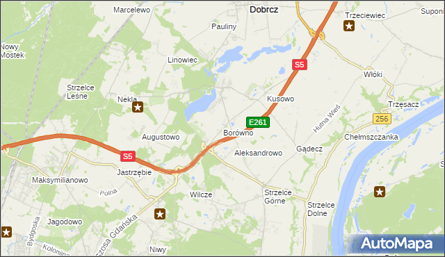 mapa Borówno gmina Dobrcz, Borówno gmina Dobrcz na mapie Targeo