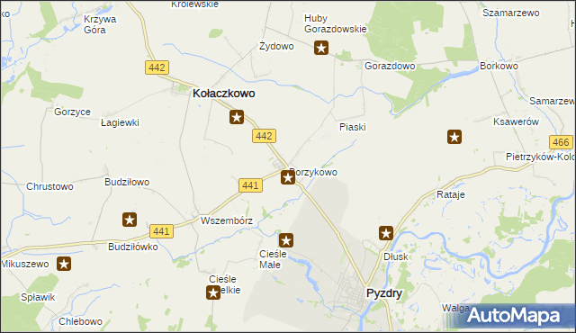 mapa Borzykowo gmina Kołaczkowo, Borzykowo gmina Kołaczkowo na mapie Targeo