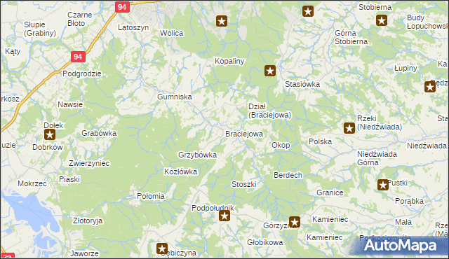 mapa Braciejowa, Braciejowa na mapie Targeo