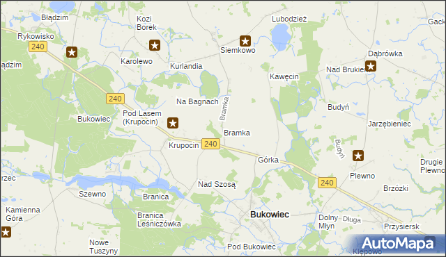 mapa Bramka gmina Bukowiec, Bramka gmina Bukowiec na mapie Targeo