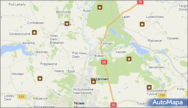 mapa Bratian, Bratian na mapie Targeo