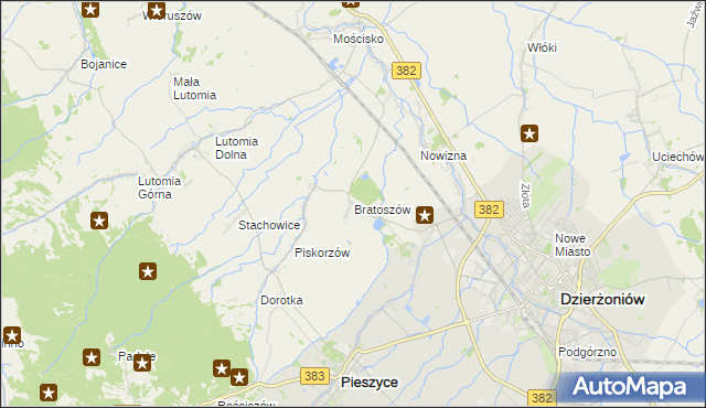 mapa Bratoszów, Bratoszów na mapie Targeo