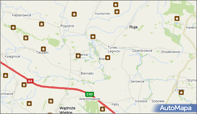 mapa Brennik gmina Ruja, Brennik gmina Ruja na mapie Targeo