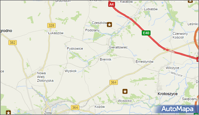 mapa Brennik gmina Złotoryja, Brennik gmina Złotoryja na mapie Targeo