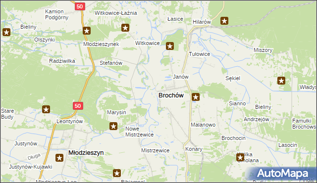 mapa Brochów powiat sochaczewski, Brochów powiat sochaczewski na mapie Targeo