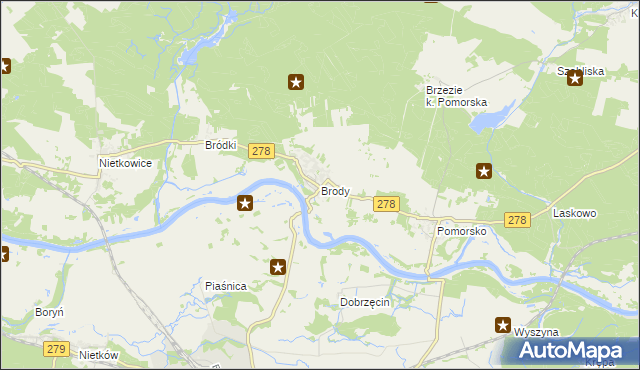 mapa Brody gmina Sulechów, Brody gmina Sulechów na mapie Targeo
