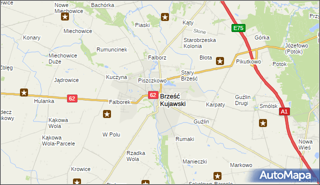 mapa Brześć Kujawski, Brześć Kujawski na mapie Targeo