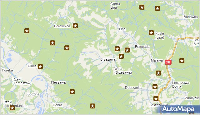 mapa Brzeżawa, Brzeżawa na mapie Targeo