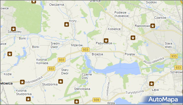 mapa Brzeźce gmina Pszczyna, Brzeźce gmina Pszczyna na mapie Targeo