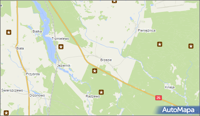 mapa Brzezie gmina Rzeczenica, Brzezie gmina Rzeczenica na mapie Targeo