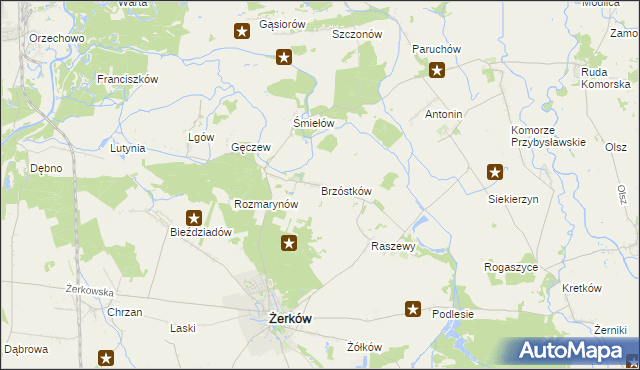 mapa Brzóstków, Brzóstków na mapie Targeo