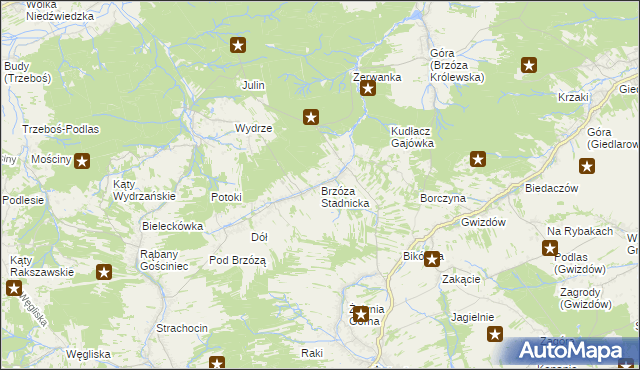 mapa Brzóza Stadnicka, Brzóza Stadnicka na mapie Targeo